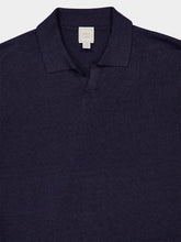 120% Lino Navy Blue Short-Sleeve Knit Jumper
