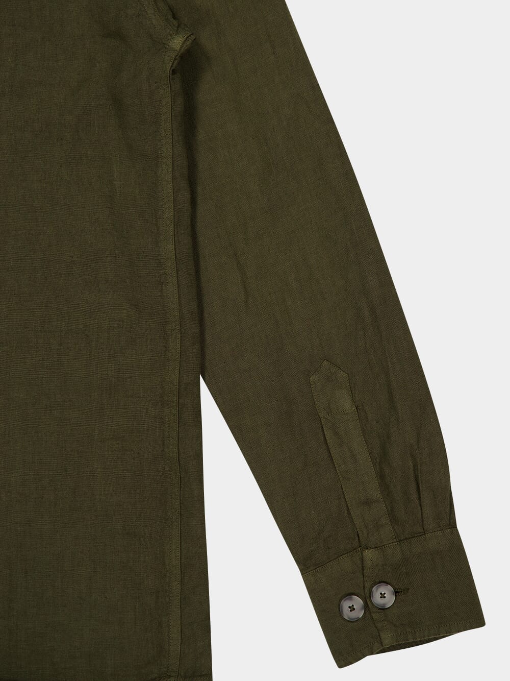 Military Green Linen Jacket with Pockets