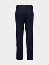 120% Lino Midnight Blue Straight-Fit Cotton Trousers