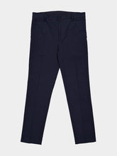 120% Lino Midnight Blue Straight-Fit Cotton Trousers