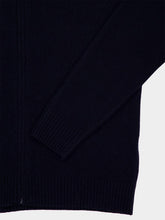 120% Lino Navy Blue Wool Zip-Up Sweatshirt