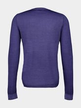 120% Lino Light Denim Wool Crew-Neck Sweater