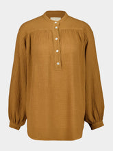 120% Lino Mou Cotton Long-Sleeved Blouse
