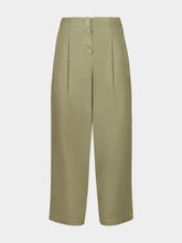 120% Lino Mastice Green Cotton Blend Trousers