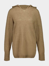 Nut Beige Wool Cashmere Hooded Sweater