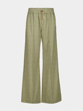 120% Lino Pistache Green Wool and Cashmere Wide-Leg Trousers