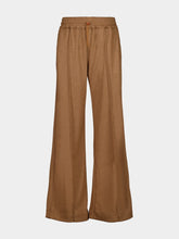 120% Lino Teddy Brown Wool and Cashmere Wide-Leg Trousers