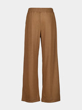 120% Lino Teddy Brown Wool and Cashmere Wide-Leg Trousers