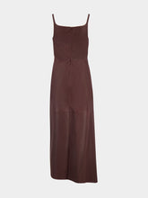 Rabanne Red Wine Draped Leather Midi Dress with Snap Closures