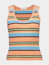 Rabanne Peach Striped Terry Cotton Sleeveless Top