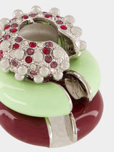 Rabanne Set of Three Punk-Inspired Earcuffs in Green and Burgundy