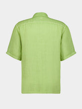 120% Lino Apple Soft Green Linen Short-Sleeved Shirt