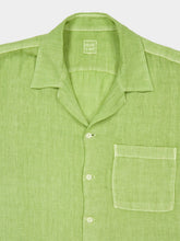 120% Lino Apple Soft Green Linen Short-Sleeved Shirt
