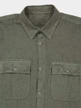 120% Lino Khaki Green Linen Regular-Fit Shirt