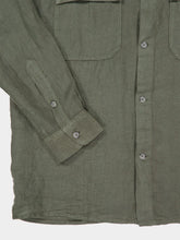 120% Lino Khaki Green Linen Regular-Fit Shirt