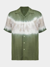 120% Lino Military Green Tie-Dye Linen Shirt