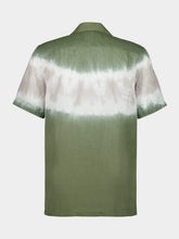 120% Lino Military Green Tie-Dye Linen Shirt