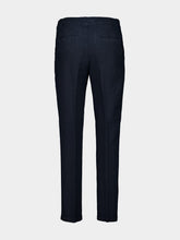 120% Lino Marine Blue Linen Drawstring Trousers