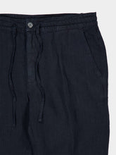 120% Lino Marine Blue Linen Drawstring Trousers