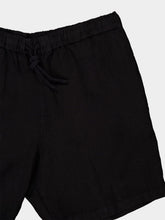 120% Lino Black Linen Bermuda Shorts