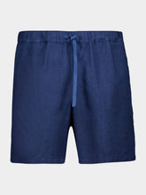 120% Lino Navy Blue Linen Bermuda Shorts