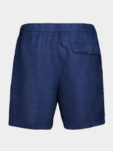120% Lino Navy Blue Linen Bermuda Shorts