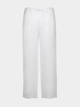 120% Lino White Drawstring Linen Pants