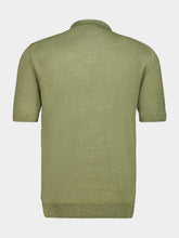 120% Lino Military Green Linen Polo Shirt