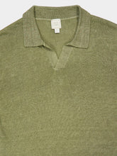 120% Lino Military Green Linen Polo Shirt