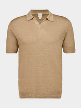 120% Lino Sand Beige Linen Polo Shirt