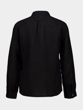 120% Lino Black Long-Sleeve Linen Shirt