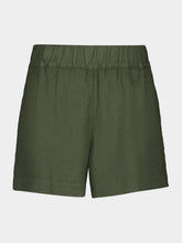 120% Lino Green Linen Casual Fit Shorts