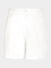 120% Lino White Linen Casual Bermuda Shorts