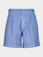 120% Lino Blue Striped Linen Bermuda Shorts