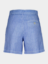 120% Lino Blue Striped Linen Bermuda Shorts