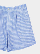 120% Lino Blue Striped Linen Bermuda Shorts
