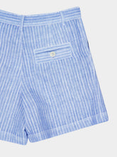 120% Lino Blue Striped Linen Bermuda Shorts