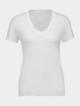 120% Lino White Linen V-Neck T-Shirt