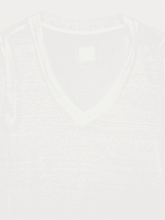 120% Lino White Linen V-Neck T-Shirt