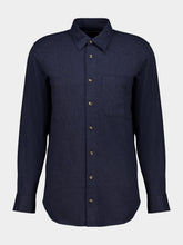 120% Lino Navy Blue Relaxed-Fit Cotton Shirt