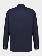 120% Lino Navy Blue Relaxed-Fit Cotton Shirt
