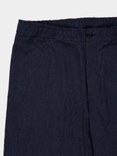 120% Lino Navy Blue Cotton Straight-Leg Trousers