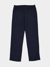 120% Lino Navy Blue Cotton Straight-Leg Trousers