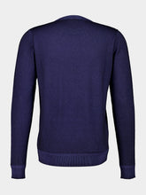 120% Lino Navy Blue Wool Crew-Neck Jumper