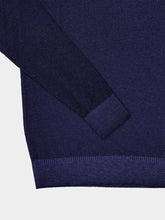 120% Lino Navy Blue Wool Crew-Neck Jumper