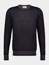 120% Lino Faded Black Wool Crewneck Jumper