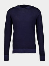120% Lino Navy Blue Wool Hooded Jumper
