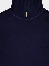120% Lino Navy Blue Wool Hooded Jumper