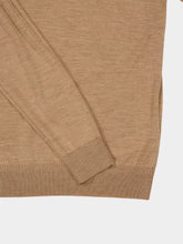 120% Lino Sand Wool Long-Sleeved Polo Shirt