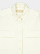 120% Lino White Wool Blend Button-Up Shirt